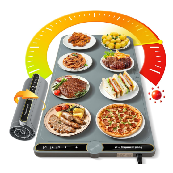 Warming Mat for Food extra large, Food Warmer Chafing Dishes for Buffet, 31.6"x15" Foldable Food Warming Mats for Countertops, Sourdough Warmer, Tortilla Warmer, 9-Level Temp 6-Hour Timer