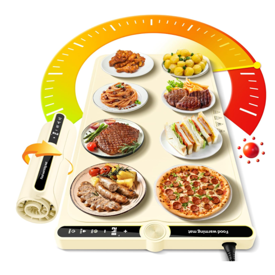 Warming Mat for Food extra large, Food   Warmer Chafing Dishes for Buffet, 31.6"x15"   Foldable Food Warming Mats for Countertops,   Sourdough Warmer, Tortilla Warmer, 9-Level   Temp 6-Hour Timer