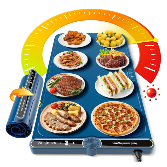 Warming Mat for Food extra large, Food Warmer Chafing Dishes for Buffet, 31.6"x15" Foldable Food Warming Mats for Countertops, Sourdough Warmer, Tortilla Warmer, 9-Level Temp 6-Hour Timer